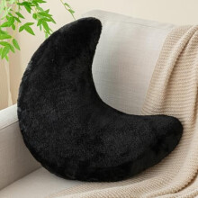 Coussin Lune – Coussin décoratif en fausse fourrure de lapin douce, coussin de sol moelleux en forme de lune pour canapé, chambre et salon