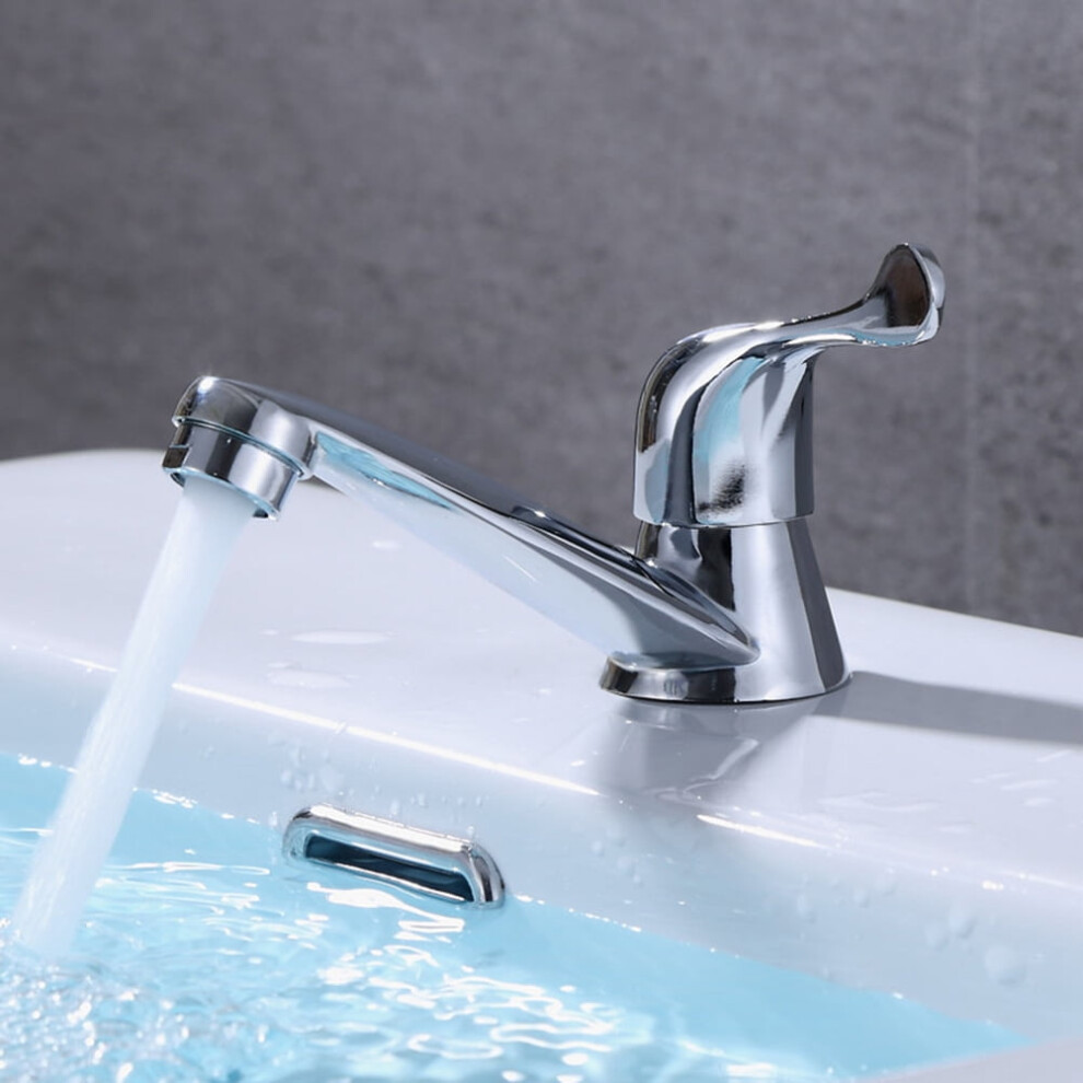 Bathroom Faucets Single Faucet Zinc Alloy Silver Easy Installation 1Pcs 9353595373372