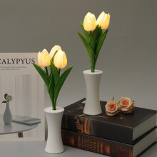 Lampe tulipe à piles, veilleuse LED bonsaï, blanc chaud, pour salon/chambre (1 pièce)