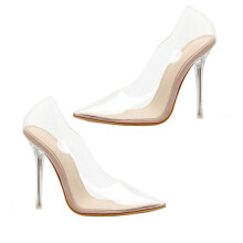 1Paire Sandales Blanches Talons Aiguilles PU Transparentes Mode Femme