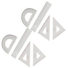 2Ensemble Règle Protracteur Triangle Aluminium Pour