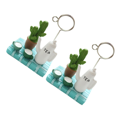 2Pièces Support Notes Mini Théière Coloré Accessoire Déco Table
