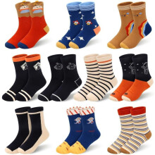 10 paires de chaussettes fantaisie amusantes pour garçons, chaussettes montantes en coton pour tout-petits, motif dinosaure, voiture, requin et