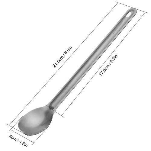Titanium 2pcs Long Handle Spoon Set for Camping Backpacking Picnic Trip 1