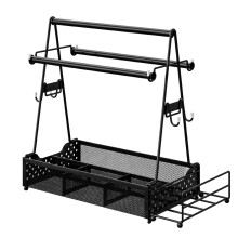 Porte-gril portable en fer noir 38x39x17.5cm