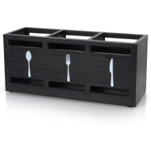 Wooden Silverware Caddy Flatware Cutlery Holder Wood Organizer Containers Small Black Kitchen Utensil for Countertop Spoon and Fork Utensils Party