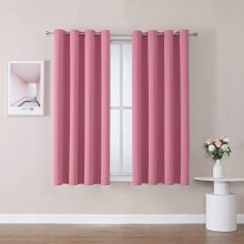 Grommet Room Darkening Curtains for Bedroom and Living Room - 2 Panels Set Thermal Insulated Blackout Curtains (Pink, 52W x 63L)
