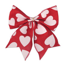 Heart bow pendant set white beige red 2 pcs
