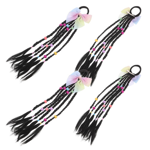 8Pièces Extensions Clips Queue Tressée Enfants Noires