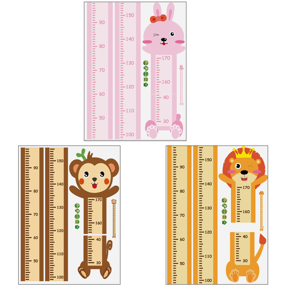 Solustre 15Sets Kids Height Chart Wall Stickers Assorted Color Cartoon Animals