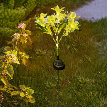 Lampes solaires de jardin étanches en forme de fleur avec 42 LED blanc chaud, pour la décoration du jardin, de la terrasse et de la maison – Jaune