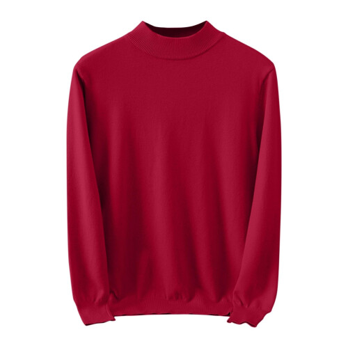 Herrenmode Stehkragenpullover Herbst Winter Freizeit Einfarbig Thermopullover Warm Strickpullover Top Herrenpullover (Rot #1, L)