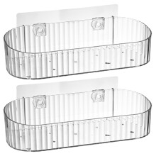 6Pcs Transparent Hanging Bathroom Basket Wall Shelf for Shower Storage