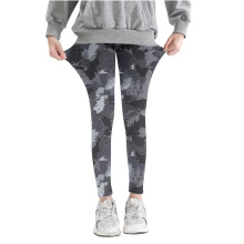 VERUGU Girls Leggings Kids Camouflage Printed Pants High Waist Stretchy Soft Tights Kids Summer Leggings for School Wearing Gray 3 Years