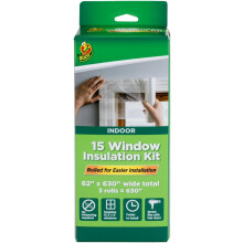 Winter-Fensterisolierungsset – Schrumpffolien für bis zu 15 Fenster (90 x 150 cm), inklusive Klebeband, transparent, 15er-Packung – Kompatibel