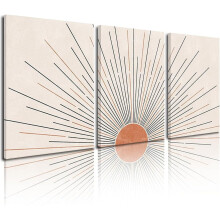 Boho vægkunsttryk 30x40 cm – Sol- og horisontstregkunst, neutral geometrisk, mid-century modern, minimalistisk børneværelsesindretning