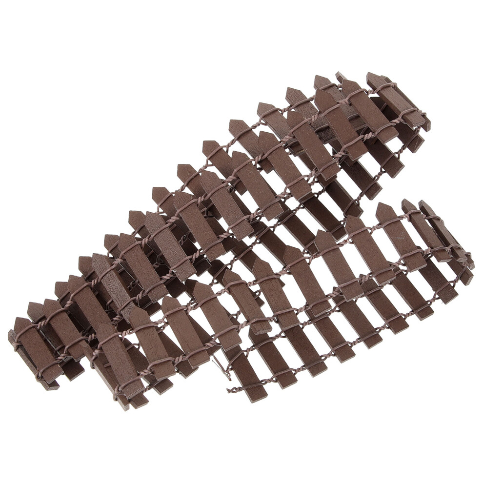 5Pcs Wood Miniature Garden Fence Coffee Color For Succulent Pot Decor 3661739461974