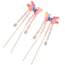 6Stk Damen Haarspangen Schmetterlinge Mit Quaste Rosa Haarschmuck
