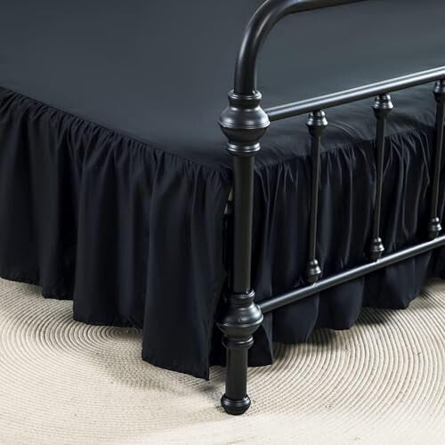 Fustă de pat Queen albă cu platformă, 152x203cm, înălțime 35cm