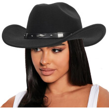 Chapéu de feltro estilo country do interior do oeste americano para mulheres, estilo fedora, para rodeio, tamanhos médios/grandes.