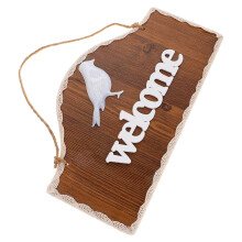 2Pcs Brown Wood Double-Sided Open Closed Door Sign with Bird