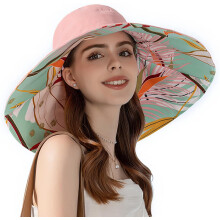 Cappello da sole da donna con tesa larga da 7 pollici, reversibile e pieghevole, ideale per la protezione solare in spiaggia durante l'estate e le