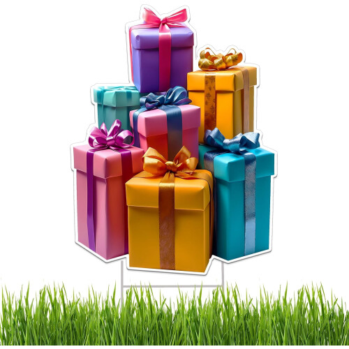 Placa de aniversário para jardim com estacas