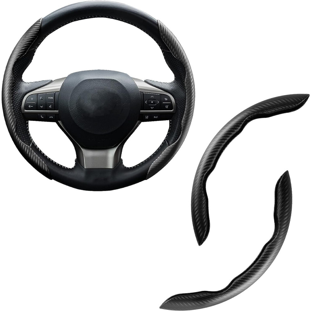 Carbon Fiber Anti-Skid Steering Wheel Cover, Segmented Butterfly Design, Universal 99% Compatible With Most Cars 9377112498843