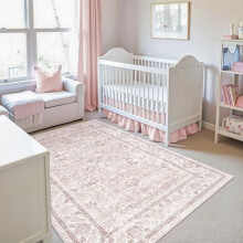 Light Pink 4x6 Vintage Boho Floral Rug Washable