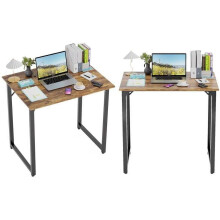 Escritorio para computadora marrón de 81 cm con estructura metálica, patas ajustables, superficie resistente al agua y a los arañazos – Paquete