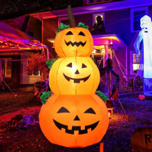 6-stopowa nadmuchiwana dekoracja w kształcie dyni na Halloween świecąca diodami LED do ogrodu, wtyczka europejska, szybka w montażu, do użytku