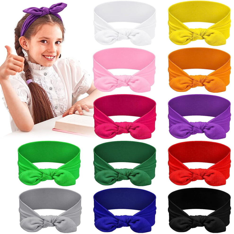 Unisex 12-Pack Soft Rabbit Ear Headbands For Girls