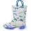 Botas de chuva infantis impermeáveis com luzes, estampas e glitter, com alças, para meninos e meninas. 1