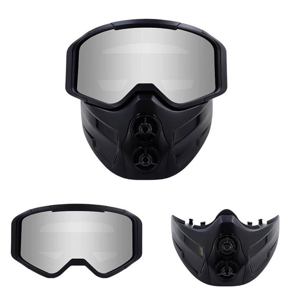 2 Pieces Motorcycle Goggles Helmet Riding Goggles Glasses With Face Cover,Windproof Motocross Helmet Face Mask Anti Uv For Riding Skiing Snowmobile 9450273789071