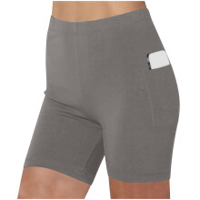 Damen-Yoga-Shorts, Fitness-Laufshorts, Radlerhosen aus Baumwolle mit Taschen, Grau, Größe 5XL