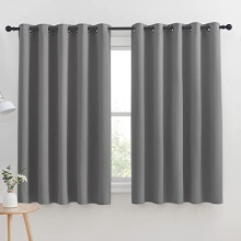 Silver Grey Blackout Curtains Thermal Insulated Grommet Top