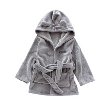 Mikilon 1 Month-3 Years Toddler Thicken Bathrobe Flannel Robe Winter Nightgwons Solid Color Warm Homewear