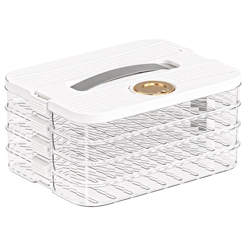 4-Layer Cookie Carrier with Lid & Handle, Transparent, Stackable, Portable, Space-Saving – Compatible with Cookies & Snacks