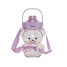 Transparente Wasserflasche in Bärenform mit Strohhalm, 1400 ml