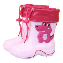 Botas de lluvia infantiles con estampado de animales de dibujos animados, calzado casual ligero de punta cerrada para niños y niñas, color rosa, de