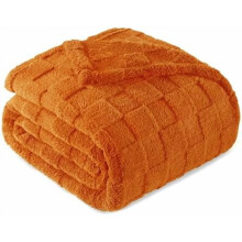 King Size Flannel Fleece Blanket Burnt Orange 90x104 Inches