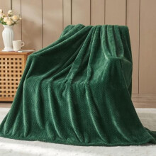 Super Soft Throw Blanket Dark Green Premium Silky Flannel Fleece Leaves Pattern Lightweight Bed Blanket All Season Use (Dark Green, Throw(50"x60"))