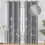 Thermal Blackout Curtains Silver Grey Palm Leaf Pattern 2 1