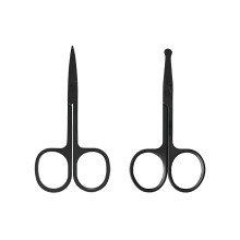 2Pcs Eyebrow Scissors,Stainless Steel Nose Hair Trimmer for Men,Precision Trimmer for Women,Black