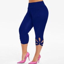 Sommerliche Caprihosen in Übergrößen für Damen, modische Damen-Leggings in Übergrößen, einfarbig, mit elastischem Bund, lässige