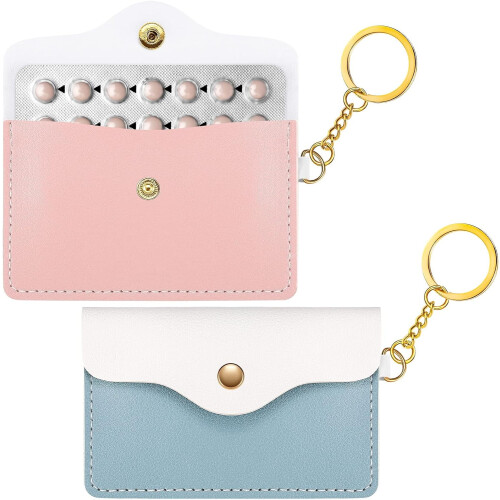 2-pack pillendoosjes van PU-leer, 4,33 x 3 inch