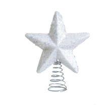 Christmas Tree Topper Star – White Plastic, 18 cm