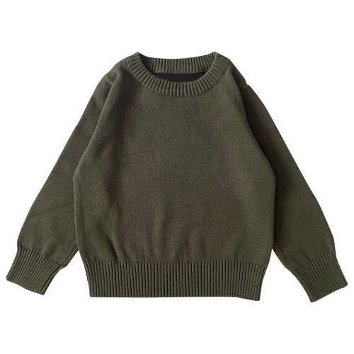 Babytrui effen kleur gebreide pullover legergroen 18