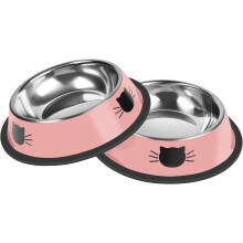 2/3 piezas de cuencos antideslizantes de acero inoxidable para gatos, 7 oz, irrompibles, engrosados, base de goma extraíble, fácil de limpiar,