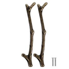 Poignée de coiffeuse style branche en alliage de zinc noir (2 pièces)